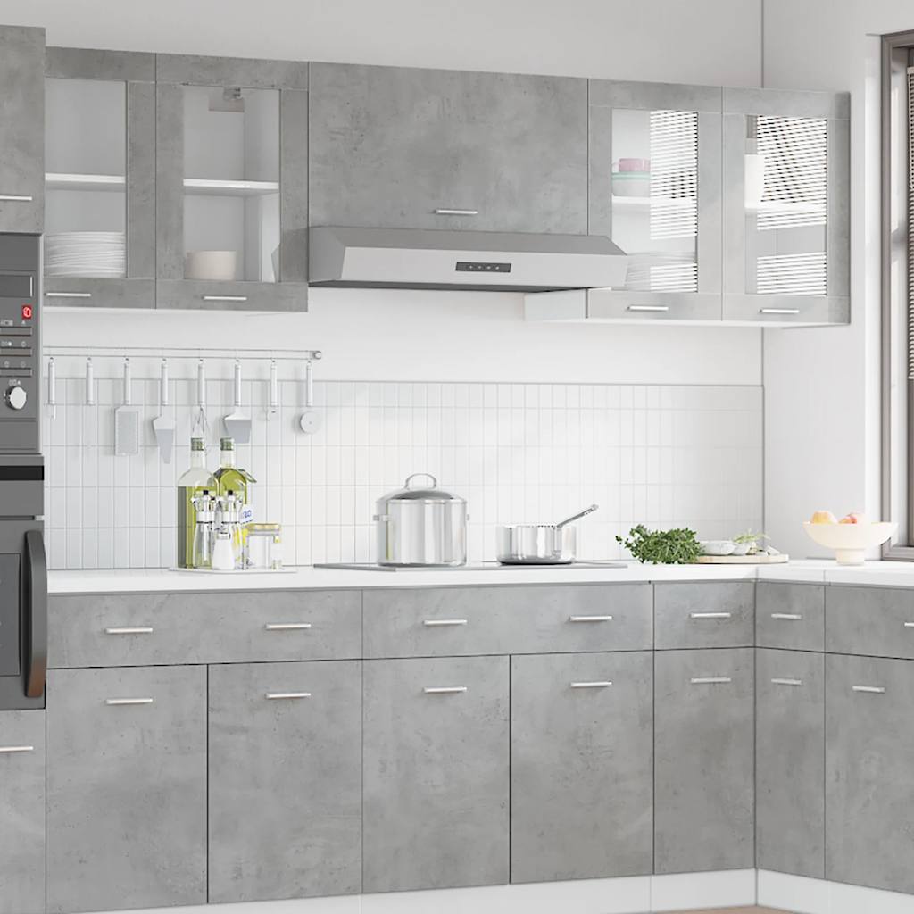Vitrina colgante "Lyon" gris hormigón 80x31x60 cm