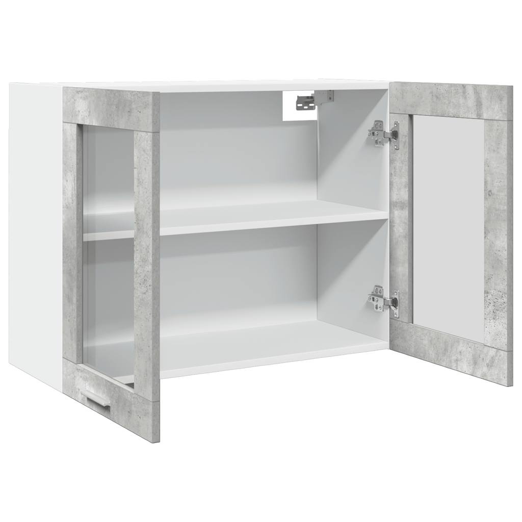 Vitrina colgante "Lyon" gris hormigón 80x31x60 cm