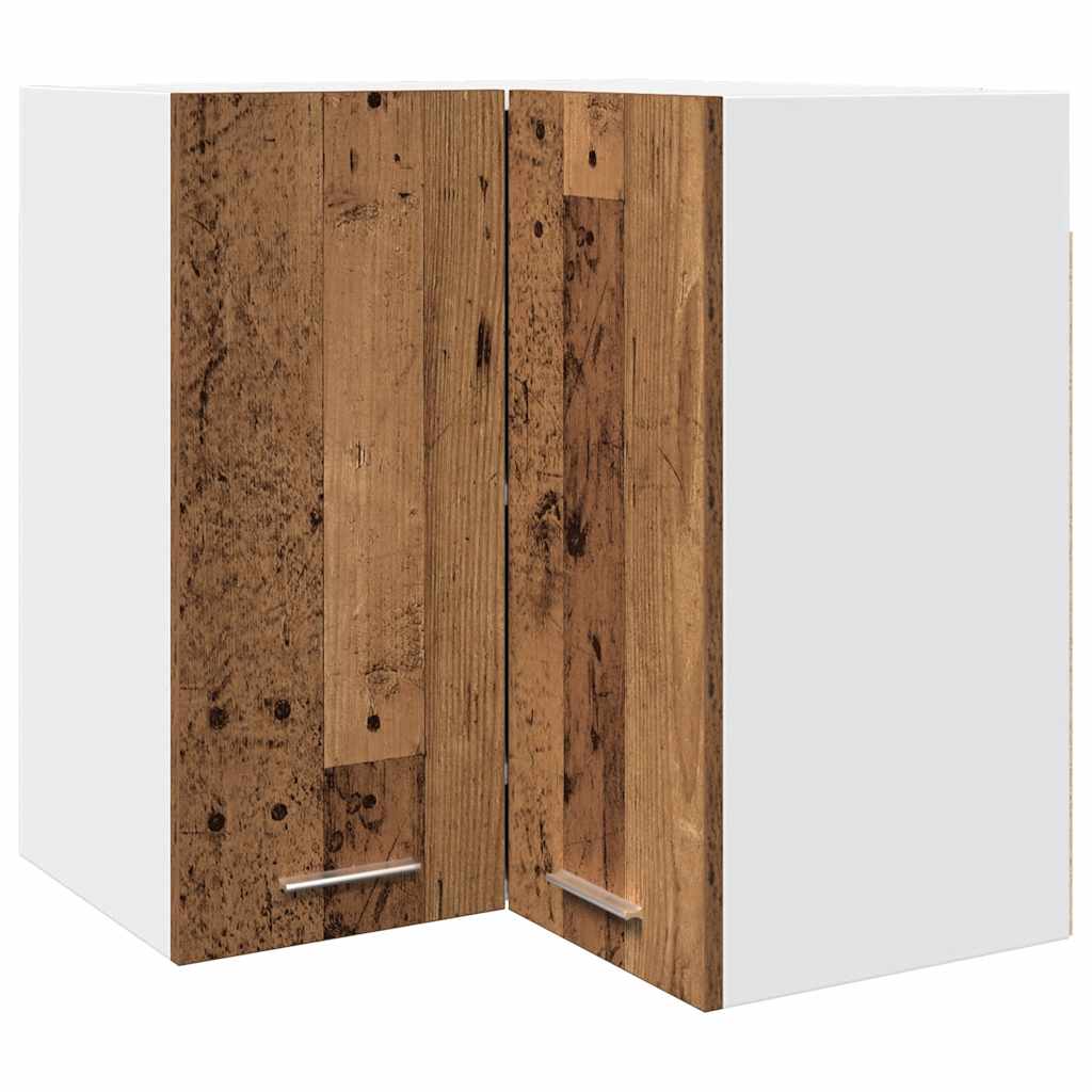 Armario esquinero colgante "Lyon" de madera vieja, 57 x 57 x 60 cm, madera de ingeniería