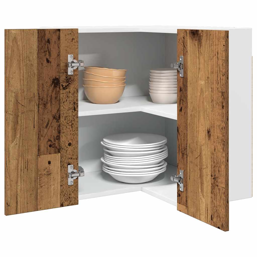 Armario esquinero colgante "Lyon" de madera vieja, 57 x 57 x 60 cm, madera de ingeniería