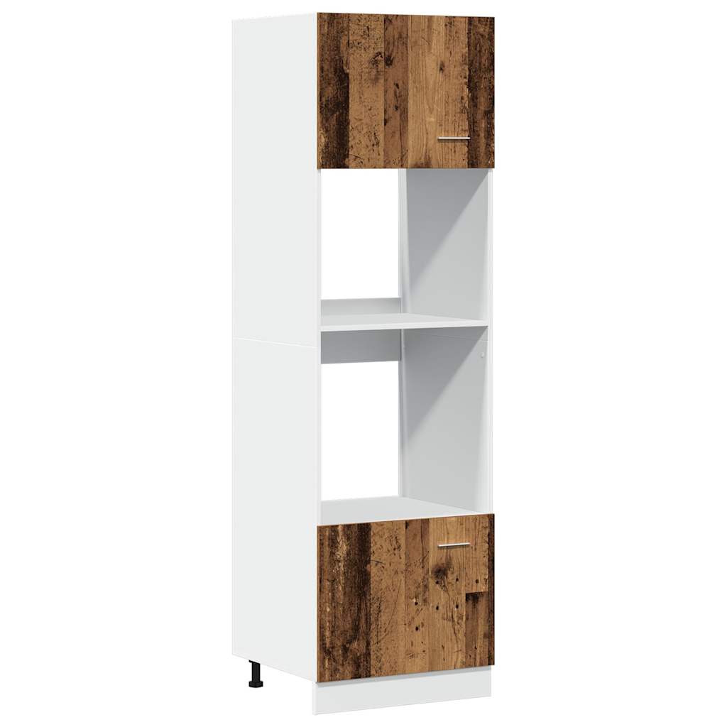 Mueble para microondas "Lyon" de madera vieja, 60 x 57 x 207 cm, madera de ingeniería,