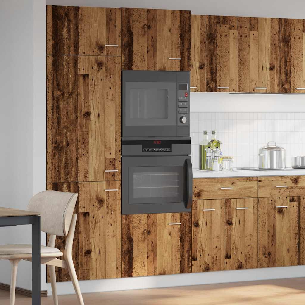 Mueble para microondas "Lyon" de madera vieja, 60 x 57 x 207 cm, madera de ingeniería,