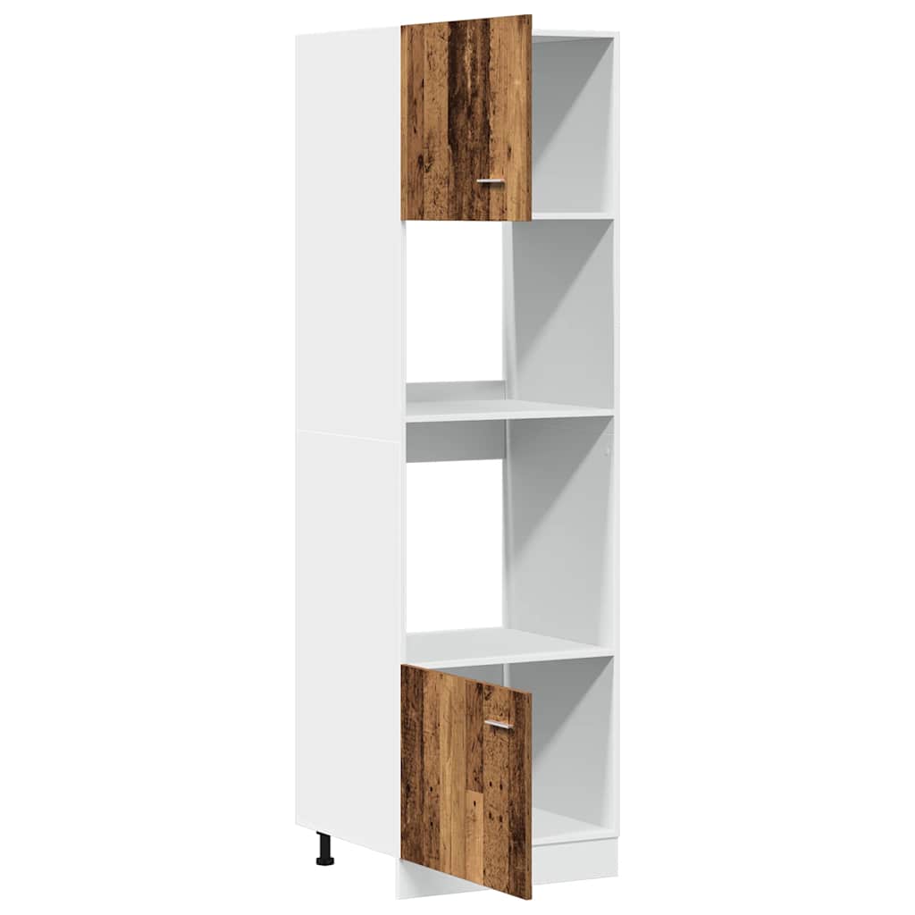 Mueble para microondas "Lyon" de madera vieja, 60 x 57 x 207 cm, madera de ingeniería,