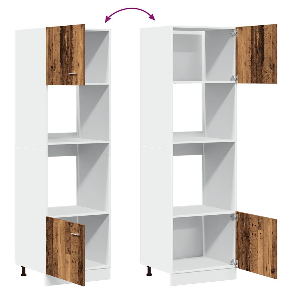 Mueble para microondas "Lyon" de madera vieja, 60 x 57 x 207 cm, madera de ingeniería,