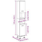 Armario de baño madera contrachapada envejecida 30x30x179 cm