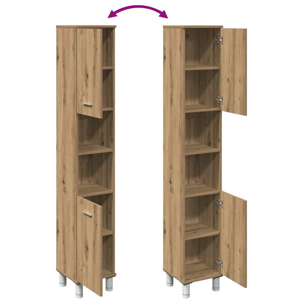 Mueble de baño madera de ingeniería roble artisan 30x30x179 cm