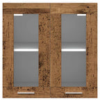 Armario de cocina de pared "Lyon" con puerta de cristal, madera vieja,, 60x31x60 cm