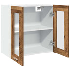 Armario de cocina de pared "Lyon" con puerta de cristal, madera vieja,, 60x31x60 cm