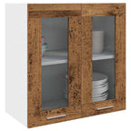 Armario de cocina de pared "Lyon" con puerta de cristal, madera vieja,, 60x31x60 cm