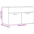 Mueble de lavabo de baño madera roble artisan 90x38,5x46 cm