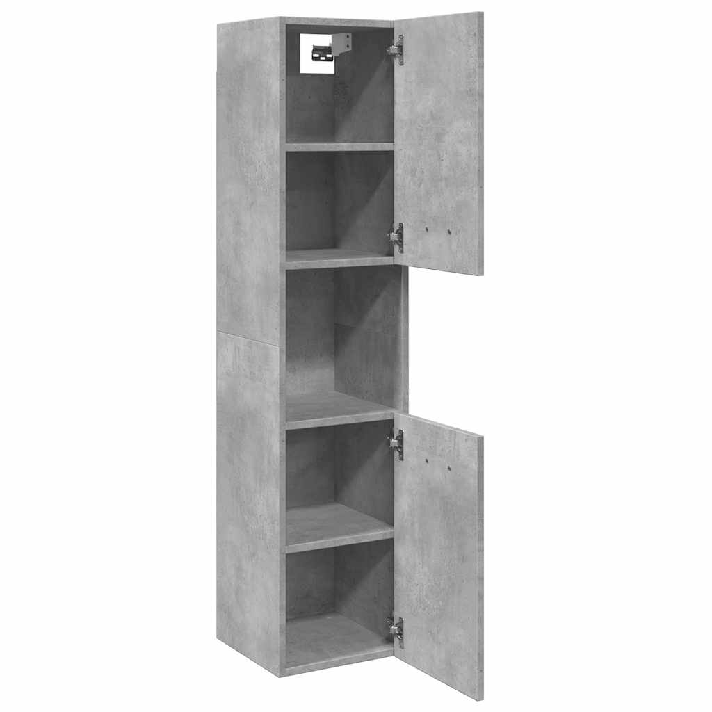 Armario pared baño madera ingeniería gris hormigón 30x30x130 cm