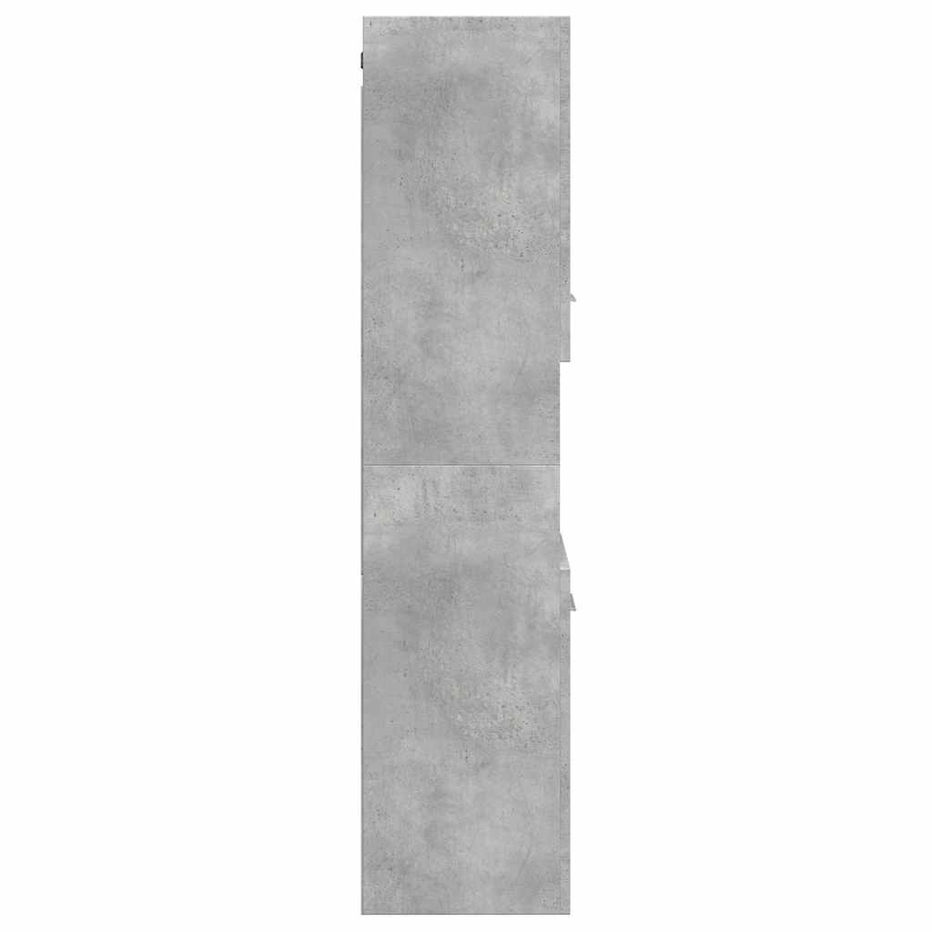 Armario pared baño madera ingeniería gris hormigón 30x30x130 cm