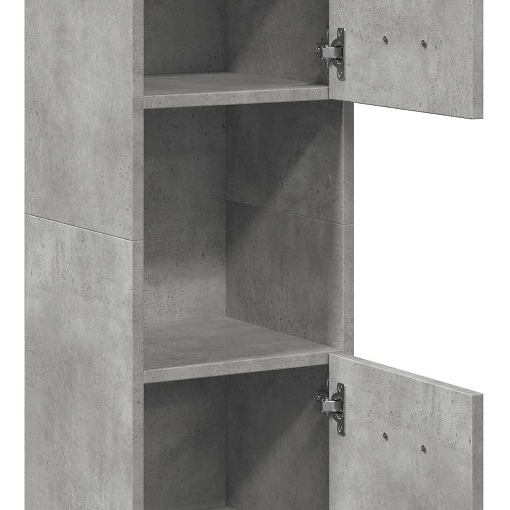 Armario pared baño madera ingeniería gris hormigón 30x30x130 cm