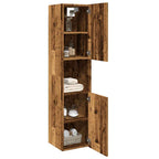Armario pared baño madera ingeniería envejecida 30x30x130 cm
