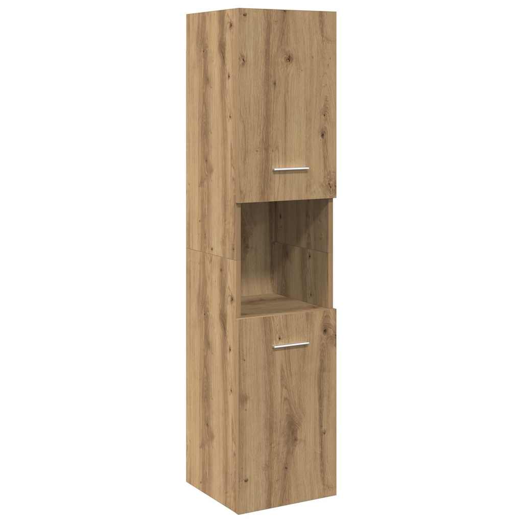 Armario pared baño madera ingeniería roble artisian 30x30x130cm