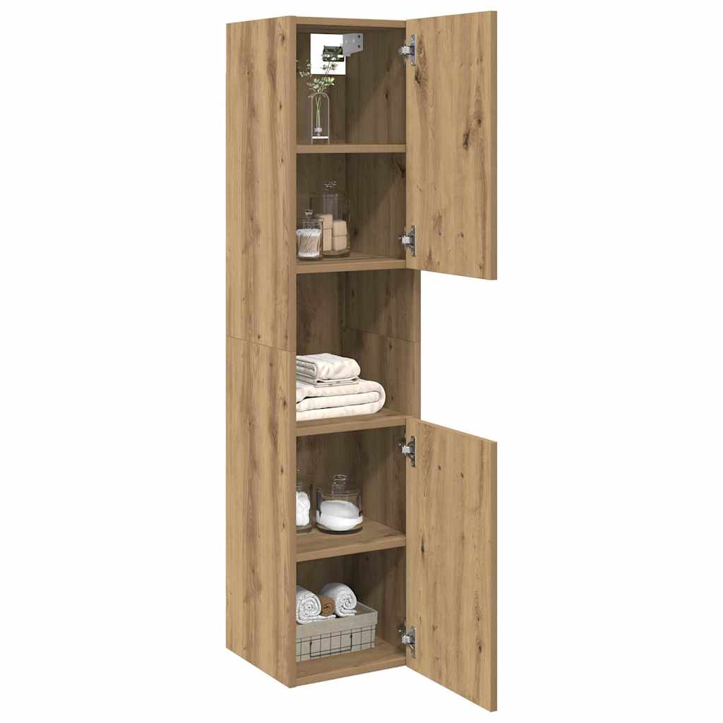 Armario pared baño madera ingeniería roble artisian 30x30x130cm