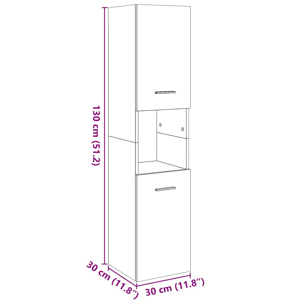 Armario pared baño madera ingeniería roble artisian 30x30x130cm