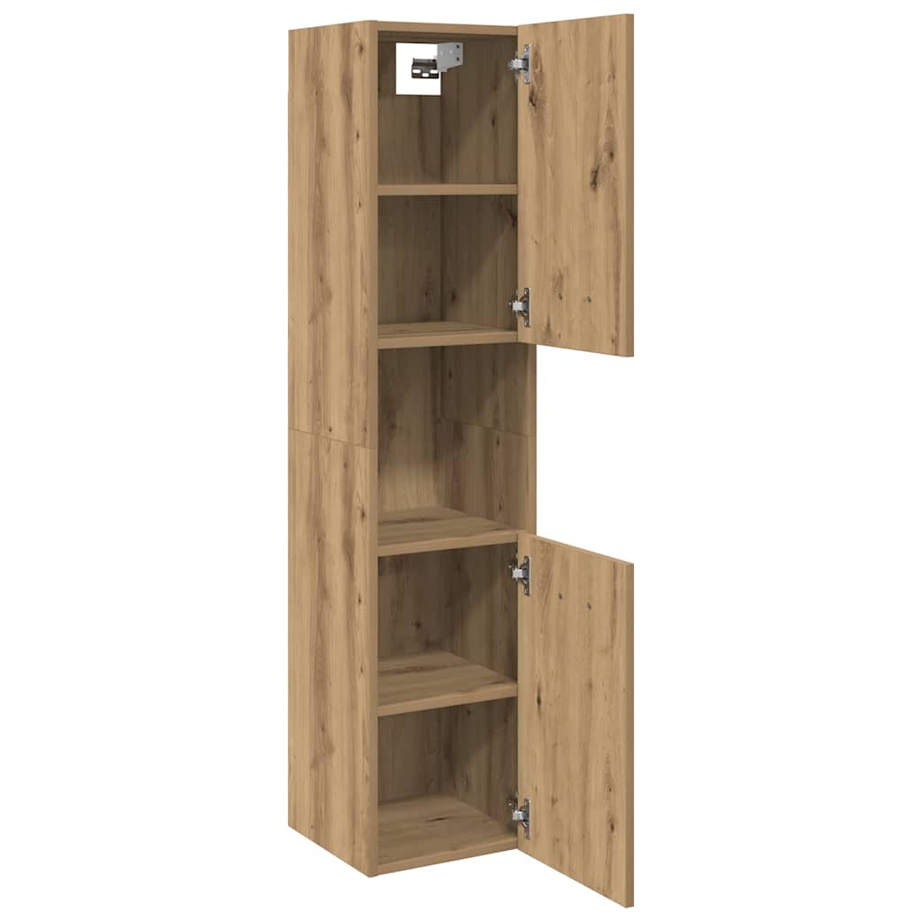 Armario pared baño madera ingeniería roble artisian 30x30x130cm