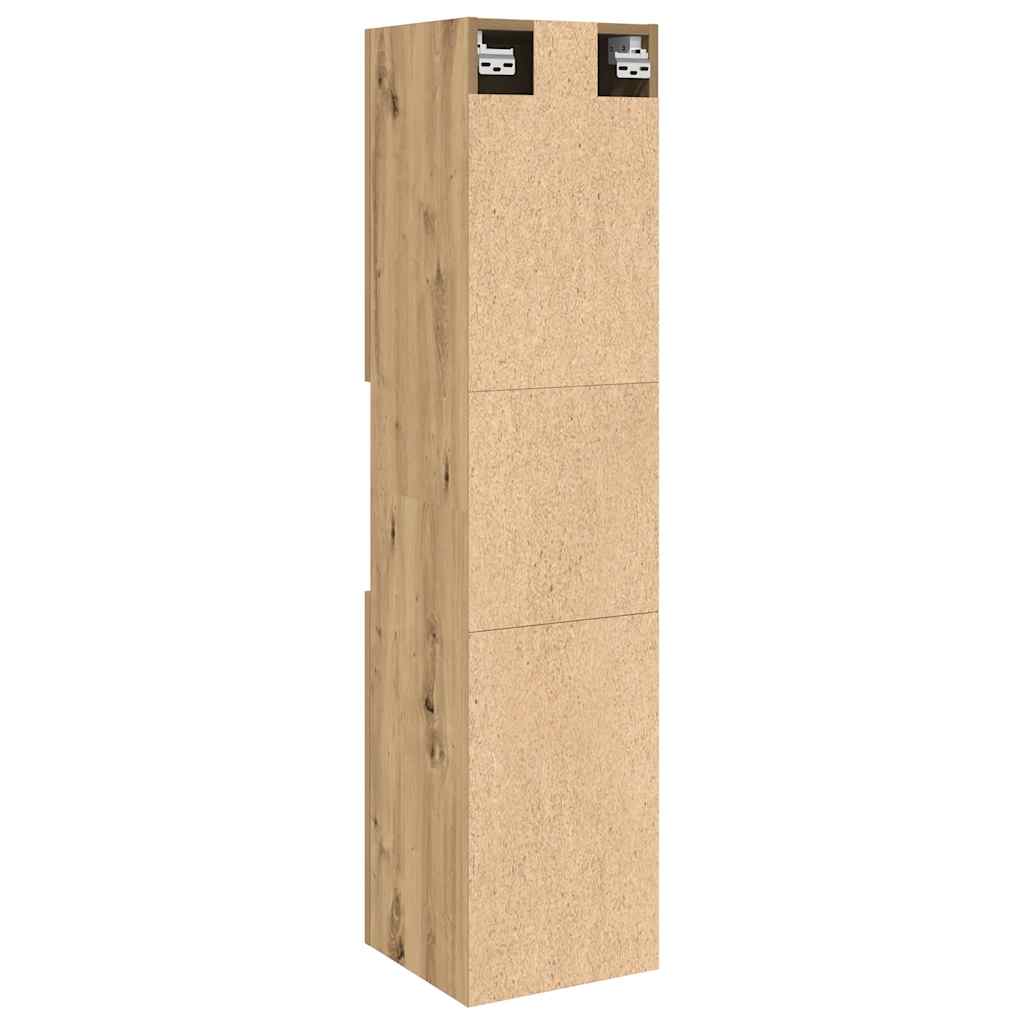 Armario pared baño madera ingeniería roble artisian 30x30x130cm