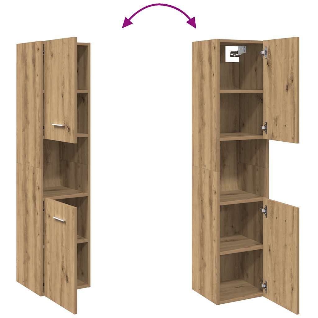 Armario pared baño madera ingeniería roble artisian 30x30x130cm