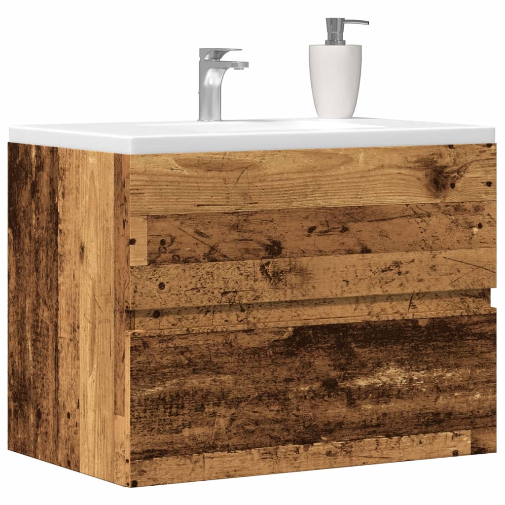 Mueble de baño hierro y madera maciza de mango 40x27x90 cm