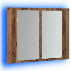 Armario con espejo LED madera ingeniería envejecida 60x12x45 cm