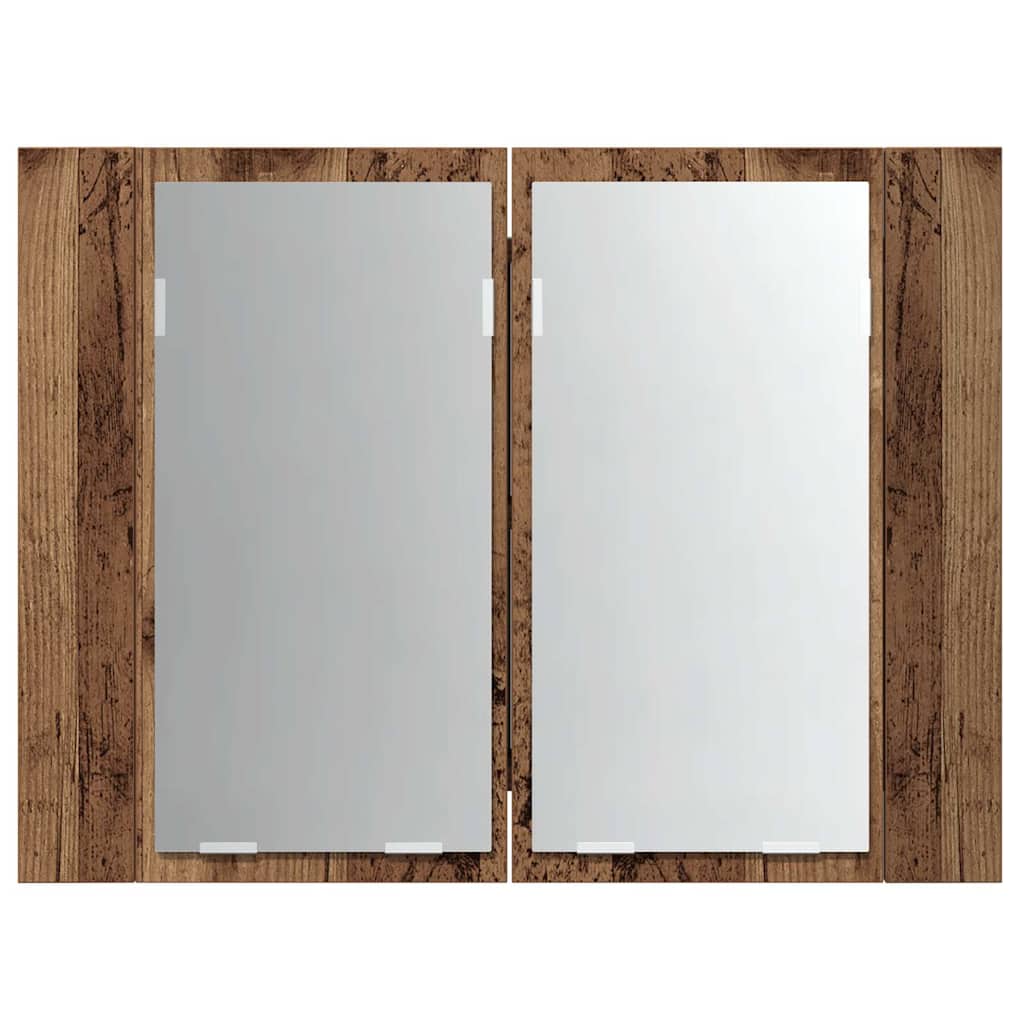 Armario con espejo LED madera ingeniería envejecida 60x12x45 cm
