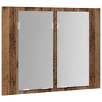 Armario con espejo LED madera ingeniería envejecida 60x12x45 cm