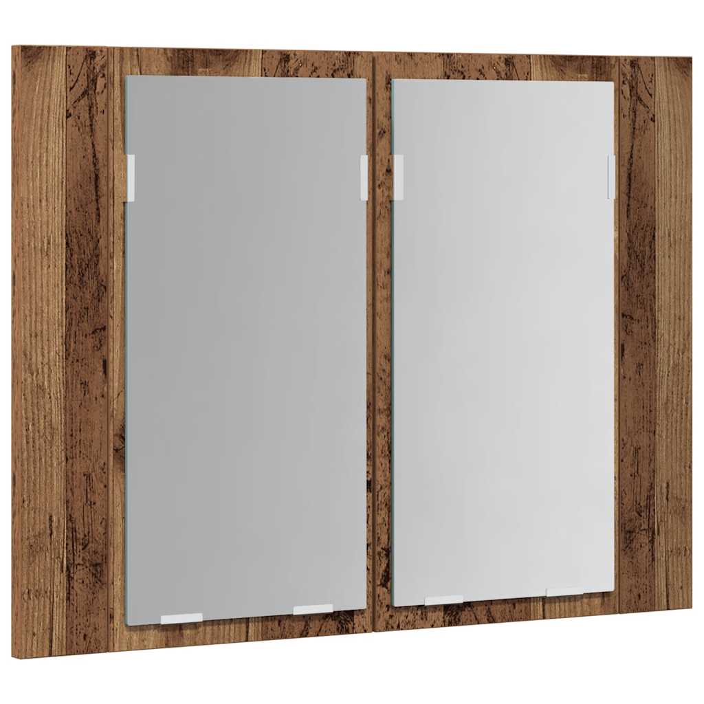 Armario con espejo LED madera ingeniería envejecida 60x12x45 cm