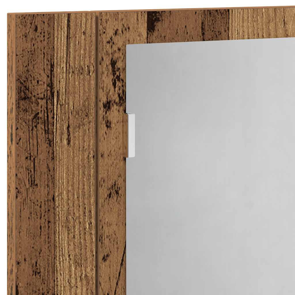 Armario con espejo LED madera ingeniería envejecida 60x12x45 cm