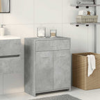 Armario de baño madera contrachapada gris hormigón 60x33x80 cm