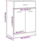 Armario de baño madera contrachapada gris hormigón 60x33x80 cm