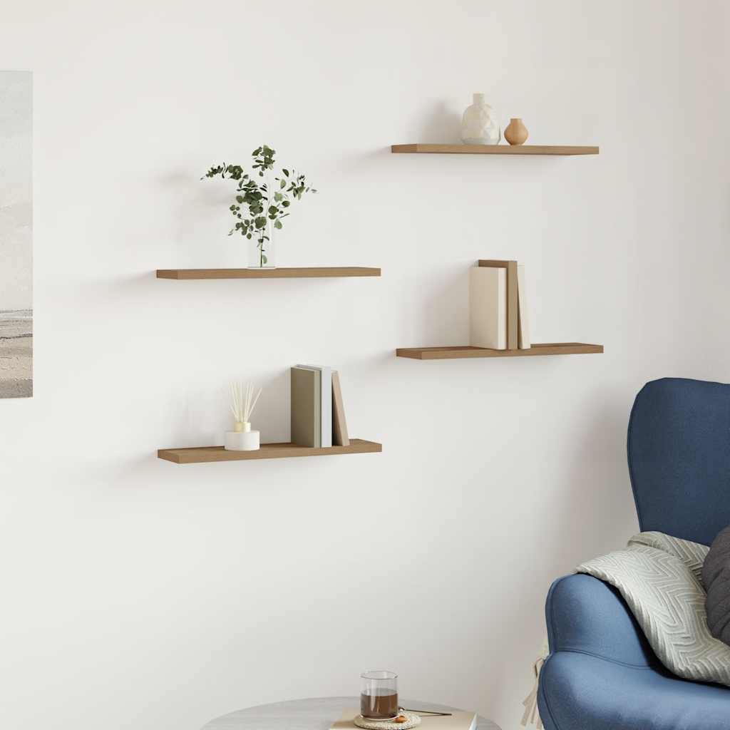 Estantes pared 4 ud madera ingeniería roble artisan 40x10x1,5cm