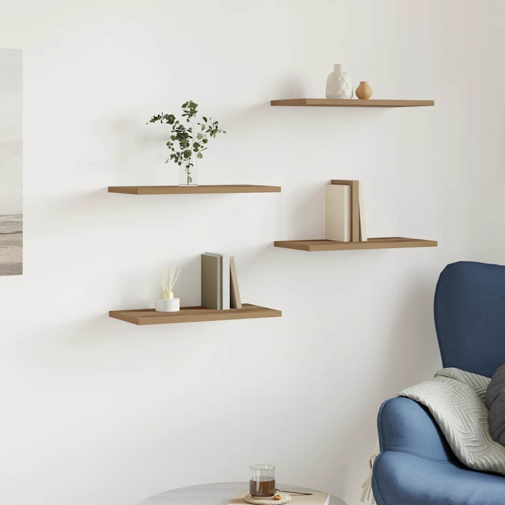Estantes pared 4 ud madera ingeniería roble artisan 40x10x1,5cm