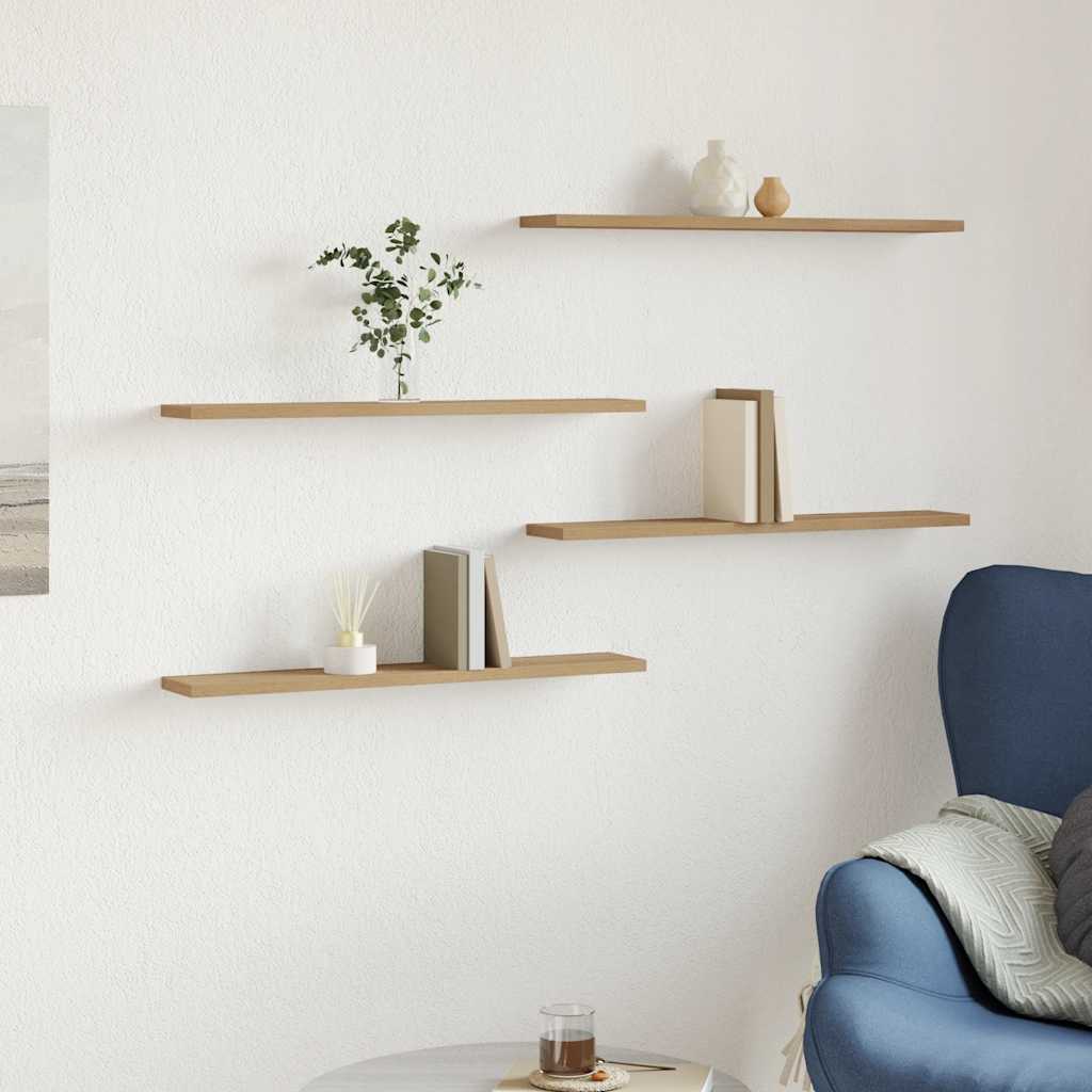 Estantes pared 4 ud madera ingeniería roble artisan 40x10x1,5cm
