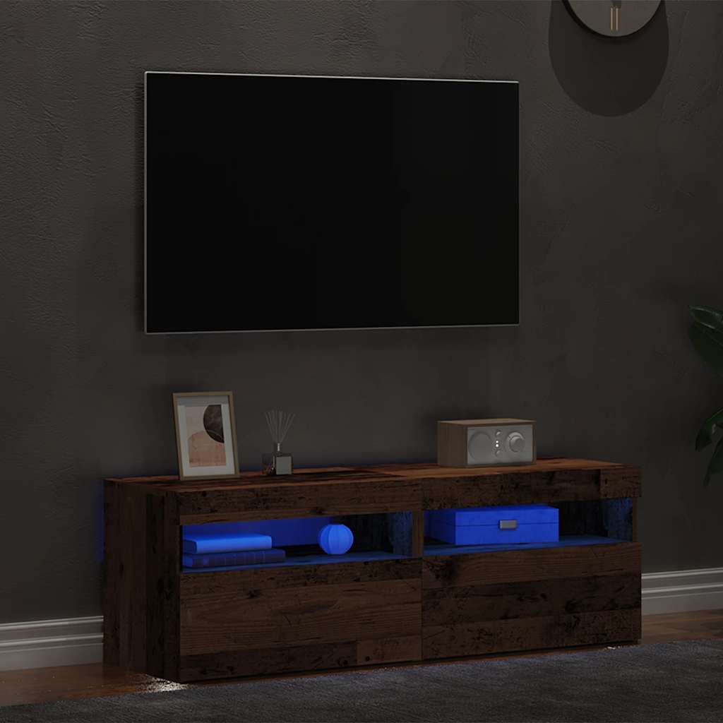 Muebles de TV con luces LED 2 uds madera ingeniería envejecida