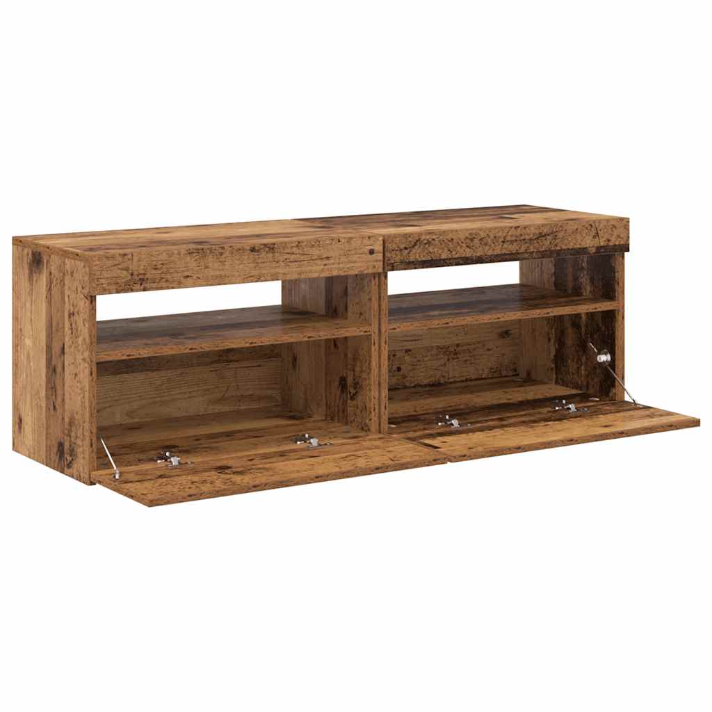 Muebles de TV con luces LED 2 uds madera ingeniería envejecida