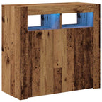 Aparador con luces LED madera ingeniería envejecida 80x35x75 cm