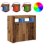 Aparador con luces LED madera ingeniería envejecida 80x35x75 cm