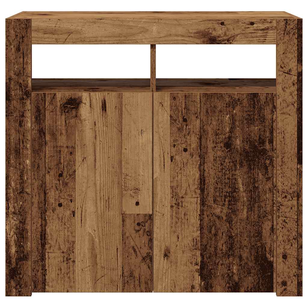 Aparador con luces LED madera ingeniería envejecida 80x35x75 cm
