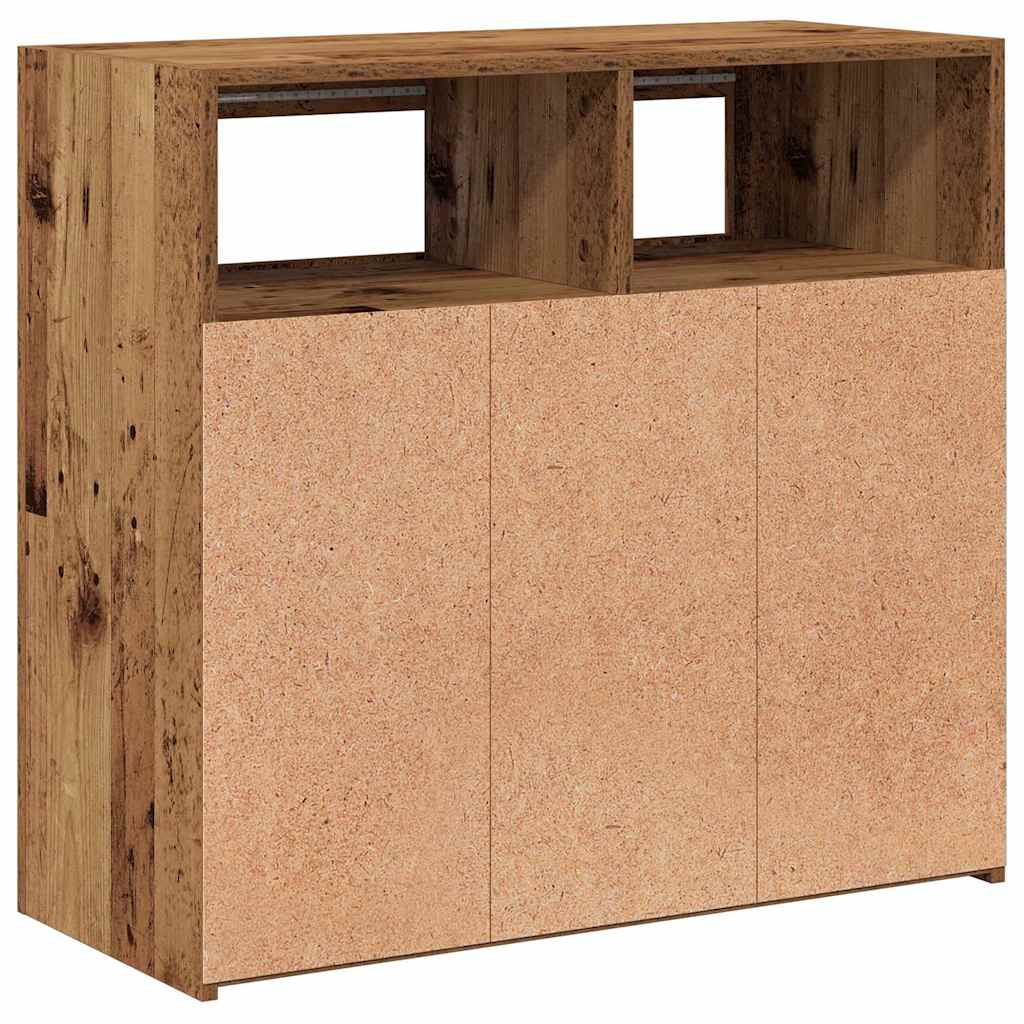 Aparador con luces LED madera ingeniería envejecida 80x35x75 cm