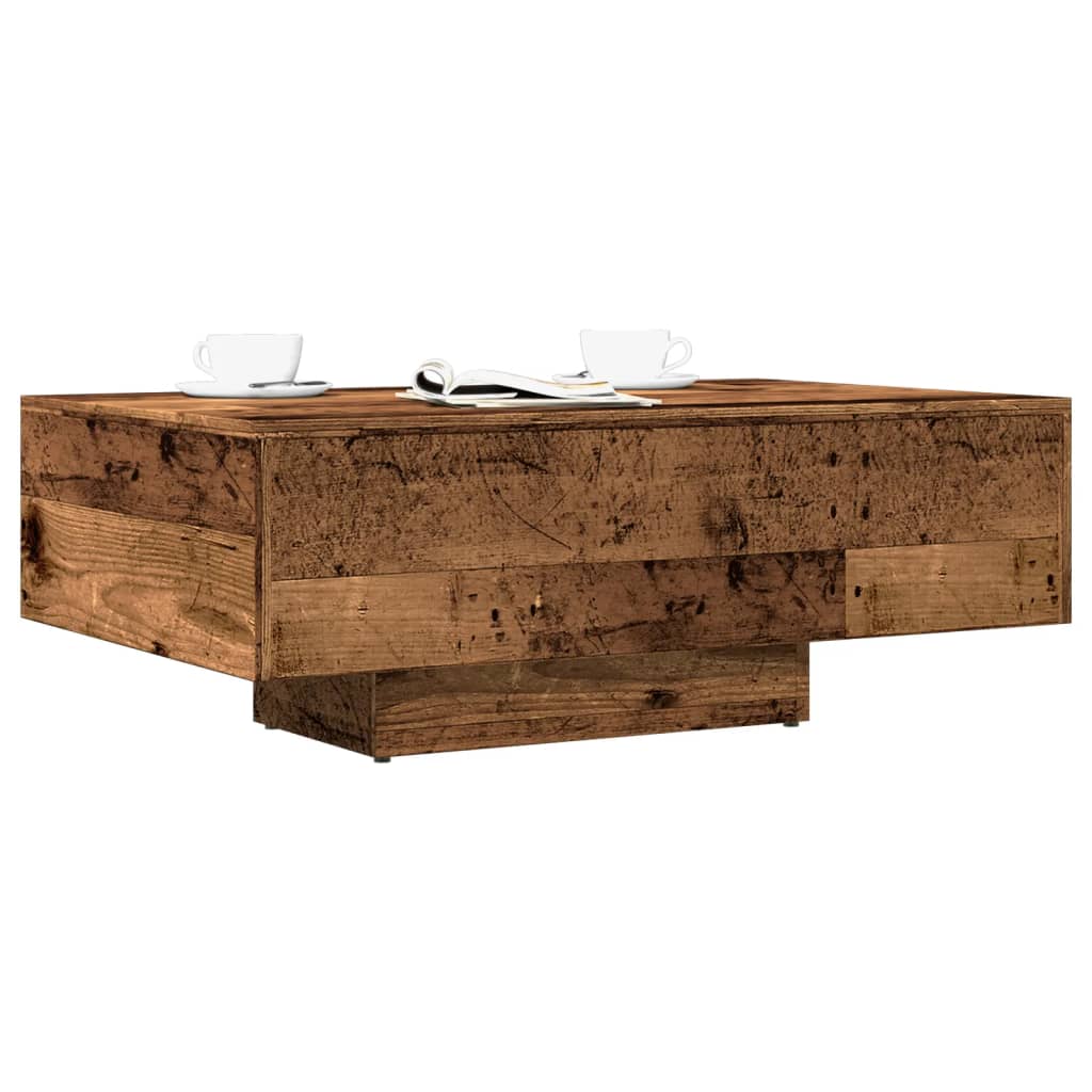 Mesa centro madera ingeniería y hierro gris Sonoma 80x80x45 cm