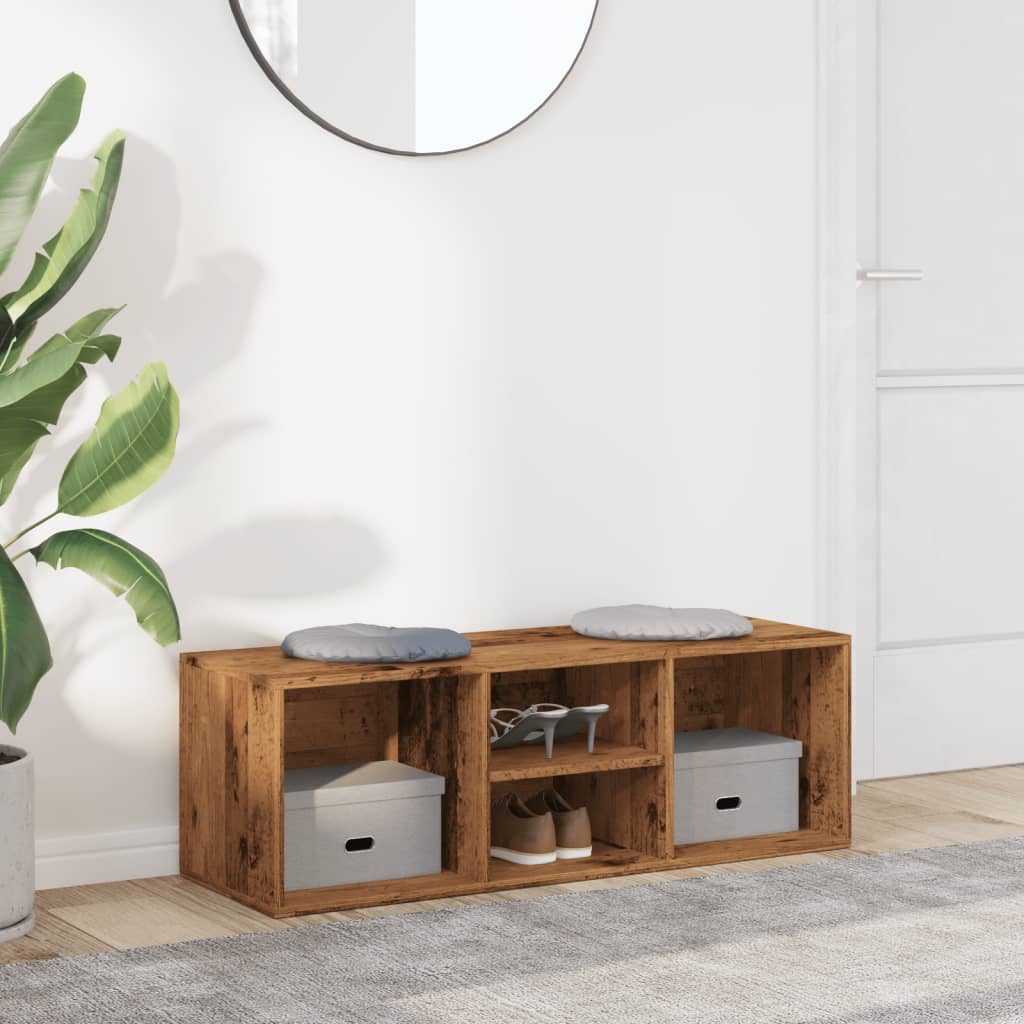 Zapatero de madera de ingeniería envejecida 105x35x35 cm
