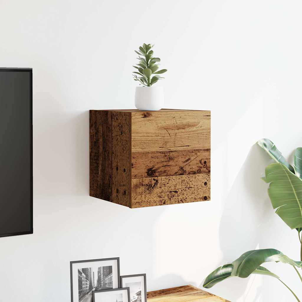 Mueble de pared para TV madera envejecida 30,5x30x30 cm
