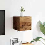 Mueble de pared para TV madera envejecida 30,5x30x30 cm