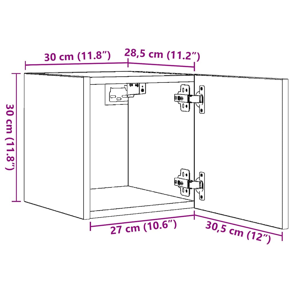 Mueble de pared para TV madera envejecida 30,5x30x30 cm