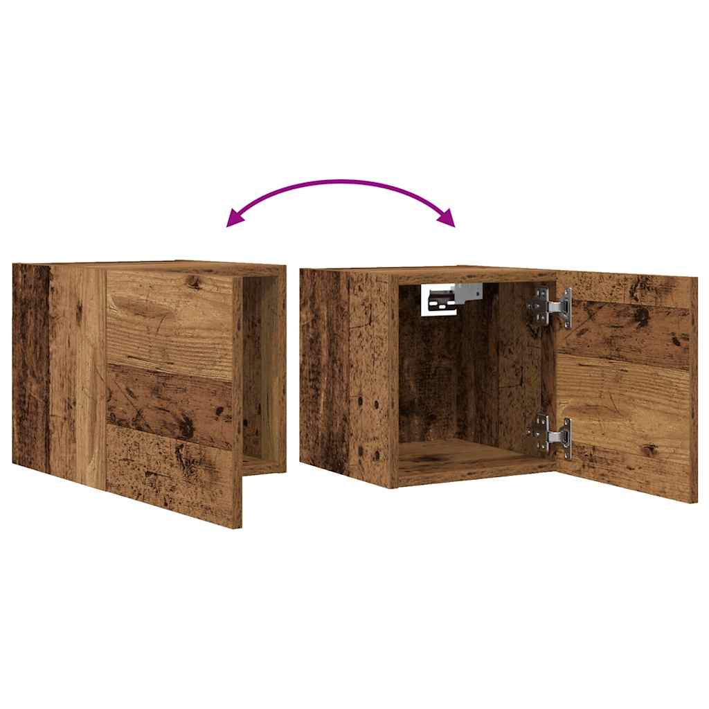Muebles de pared para TV 2 uds madera envejecida 30,5x30x30 cm