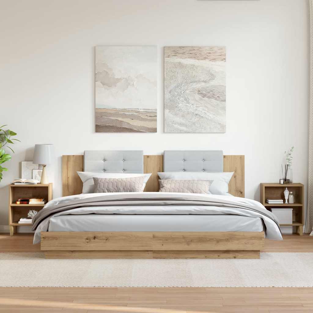 Mesita de noche 2 uds madera ingeniería gris Sonoma 40x35x50 cm