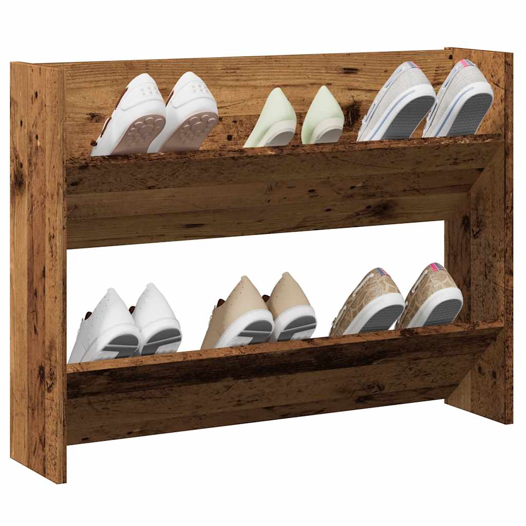 Zapatero de pared madera de ingeniería envejecida 80x18x60 cm