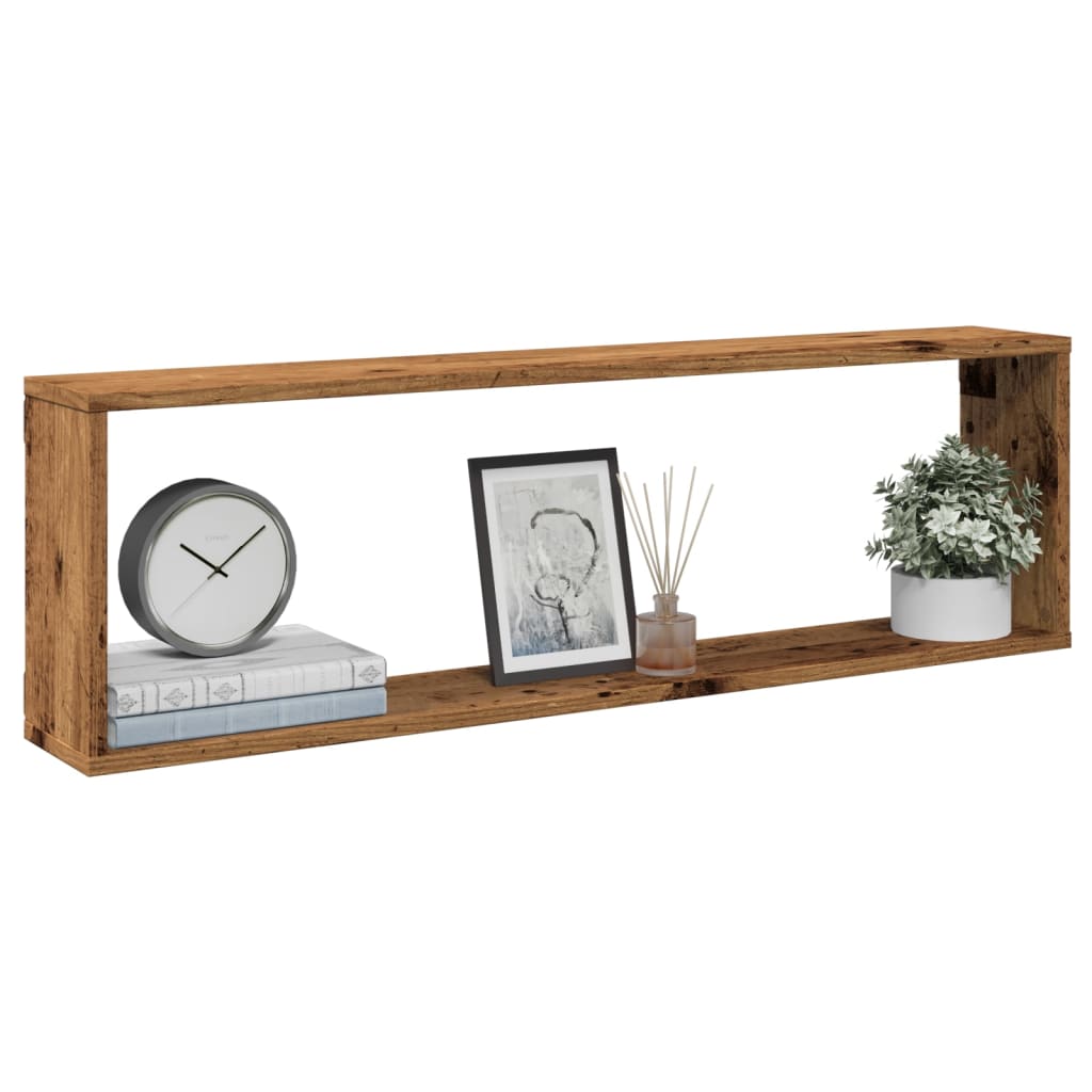 Estantes cúbicos de pared 2 uds madera gris Sonoma 60x15x23 cm